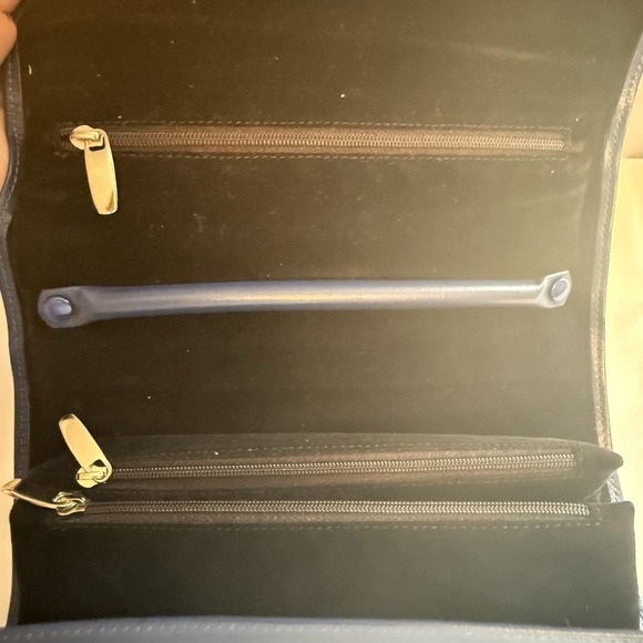 T.Anthony Italy Blue Leather Jewelry Roll Holder Case JLT Monogram $265 Travel - Picture 5 of 9
